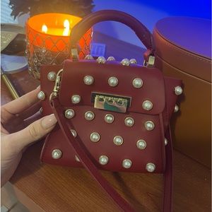 Zac Posen red pearl cross body bag